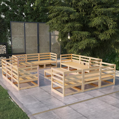 Set Divani da Giardino 13 pz in Legno Massello di Pino