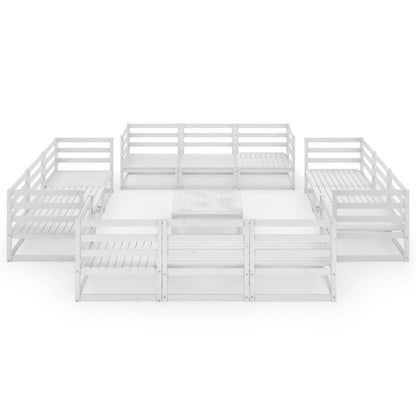 Set Divani da Giardino 13 pz Bianco in Legno Massello di Pino