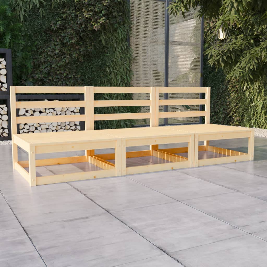 Divano da Giardino a 3 Posti in Legno Massello di Pino
