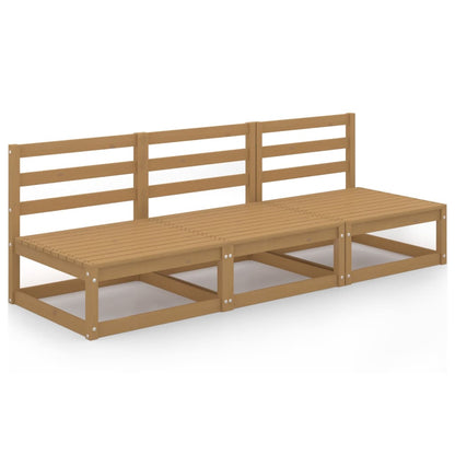 Divano da Giardino 3 Posti Marrone Ambra Legno Massello di Pino