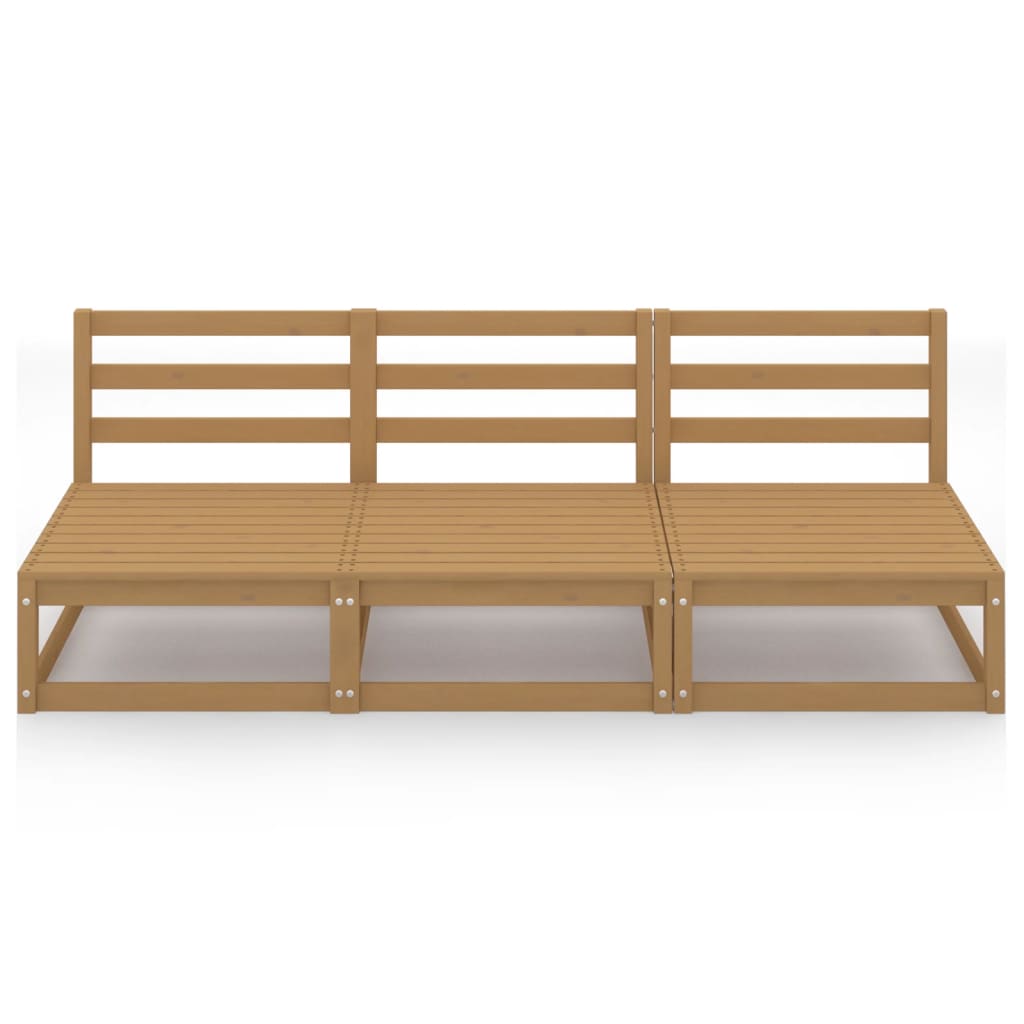 Divano da Giardino 3 Posti Marrone Ambra Legno Massello di Pino