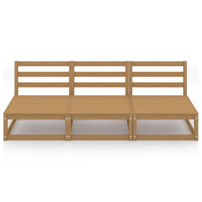 Divano da Giardino 3 Posti Marrone Ambra Legno Massello di Pino