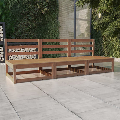 Divano da Giardino 3 Posti Marrone Ambra Legno Massello di Pino