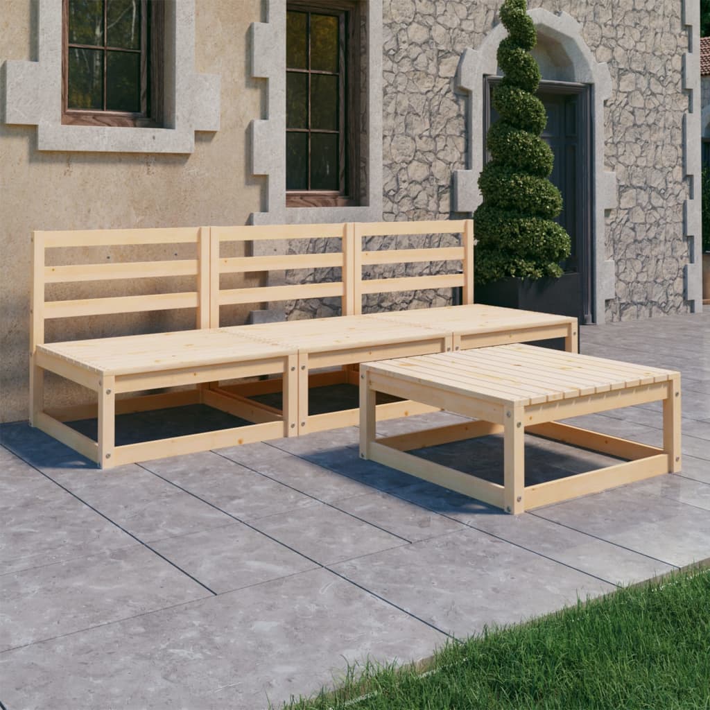 Set Divani da Giardino 5 pz in Legno Massello di Pino