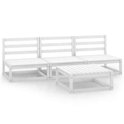 Set Divani da Giardino 4 pz Bianco in Legno Massello di Pino