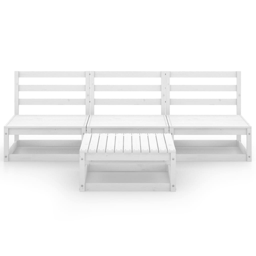 Set Divani da Giardino 4 pz Bianco in Legno Massello di Pino