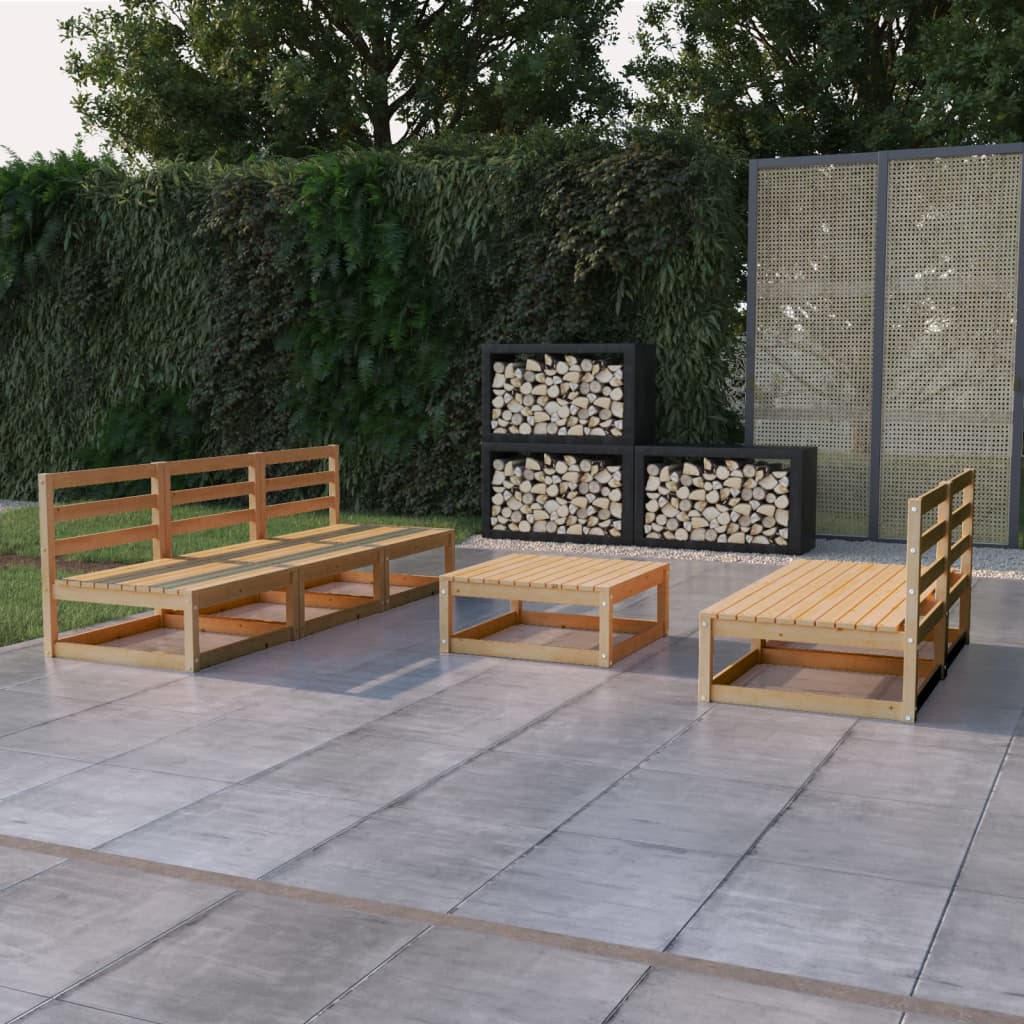 Set Divani da Giardino 6 pz in Legno Massello di Pino