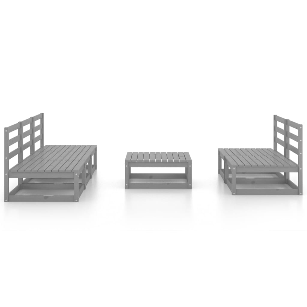 Set Divani da Giardino 6 pz Grigio in Legno Massello di Pino