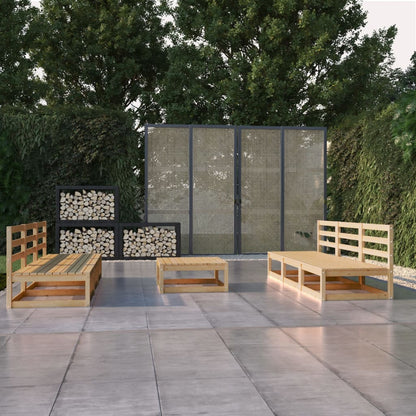 Set Divani da Giardino 7 pz in Legno Massello di Pino