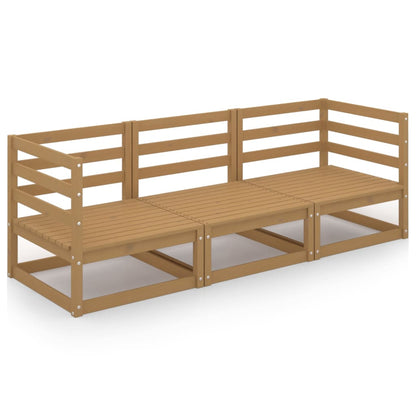 Divano da Giardino 3 Posti Marrone Ambra Legno Massello di Pino
