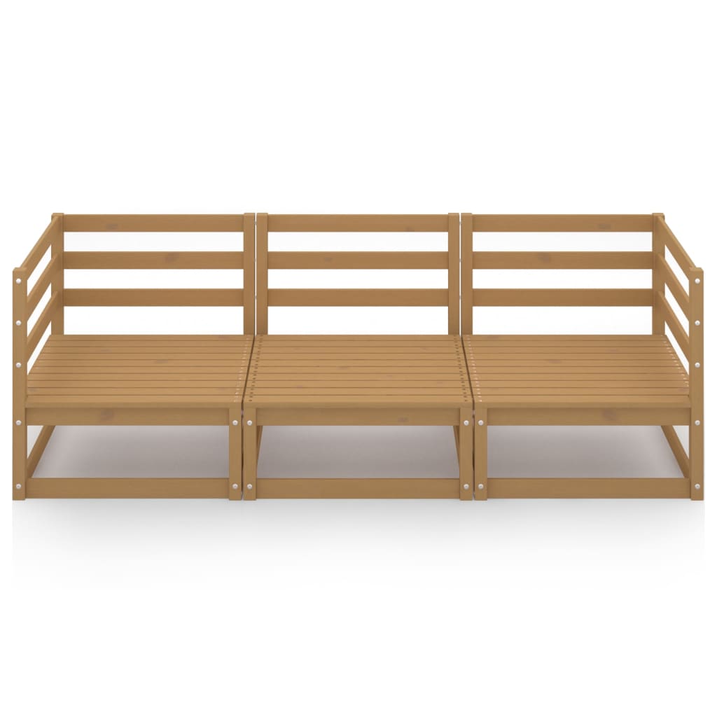 Divano da Giardino 3 Posti Marrone Ambra Legno Massello di Pino