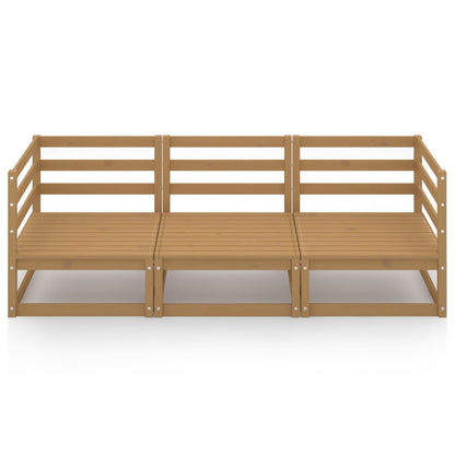 Divano da Giardino 3 Posti Marrone Ambra Legno Massello di Pino