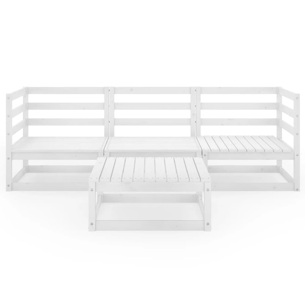Set Divani da Giardino 4 pz Bianco in Legno Massello di Pino