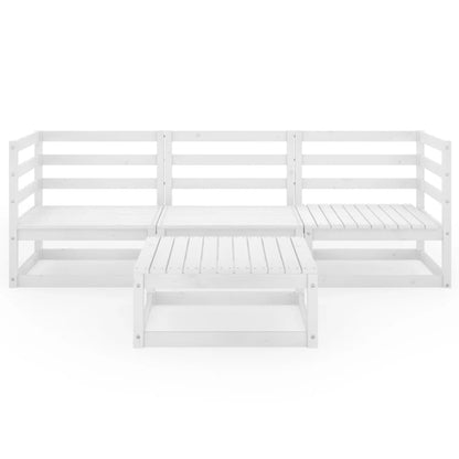 Set Divani da Giardino 4 pz Bianco in Legno Massello di Pino