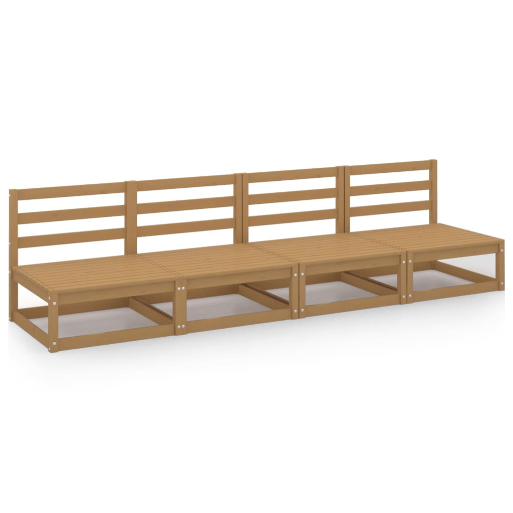 Divano da Giardino 4 Posti Marrone Ambra Legno Massello di Pino