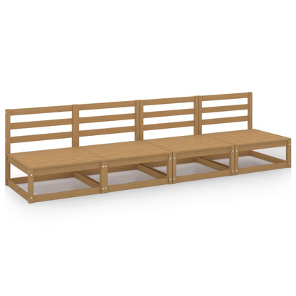 Divano da Giardino 4 Posti Marrone Ambra Legno Massello di Pino