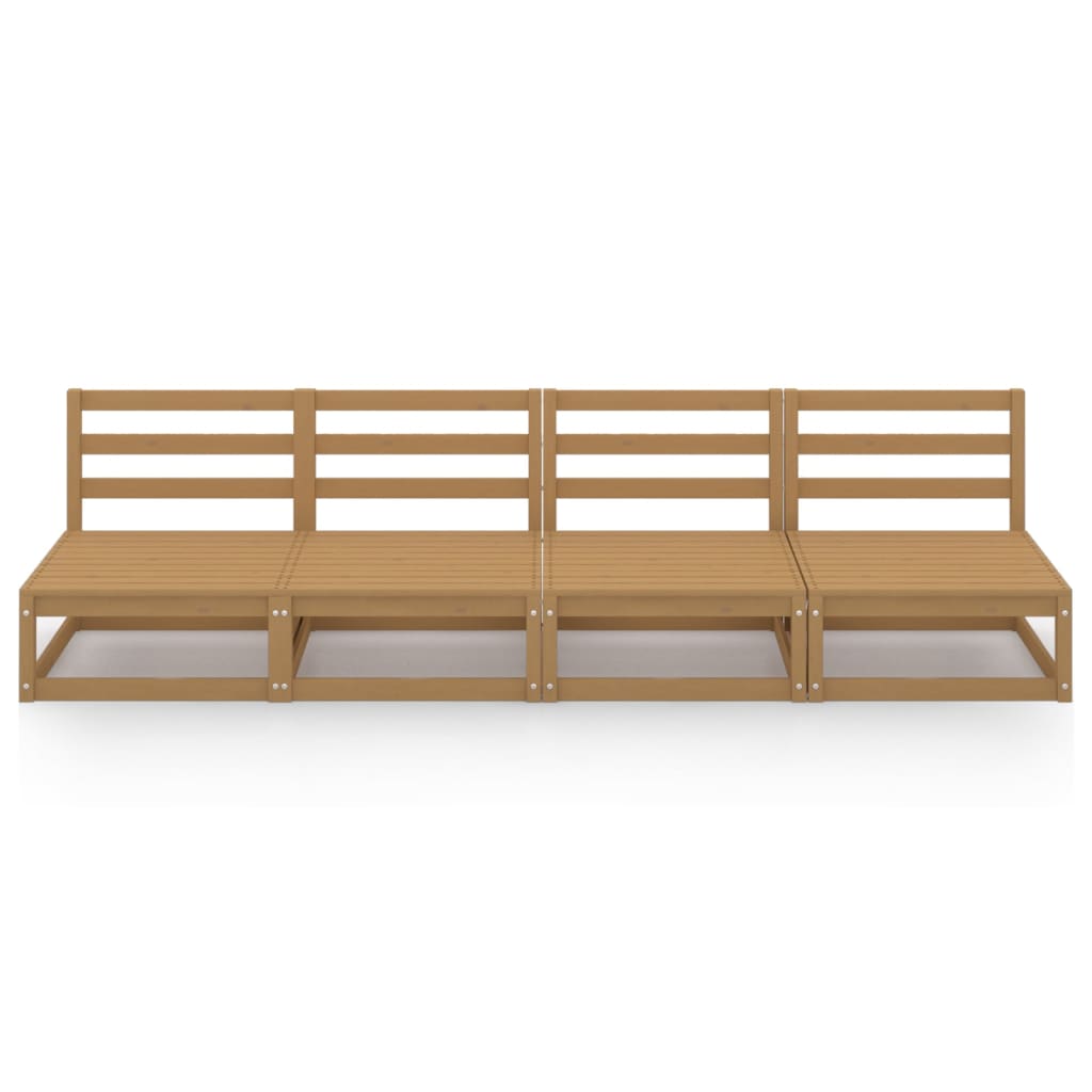 Divano da Giardino 4 Posti Marrone Ambra Legno Massello di Pino