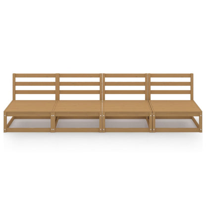 Divano da Giardino 4 Posti Marrone Ambra Legno Massello di Pino