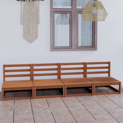 Divano da Giardino 4 Posti Marrone Ambra Legno Massello di Pino