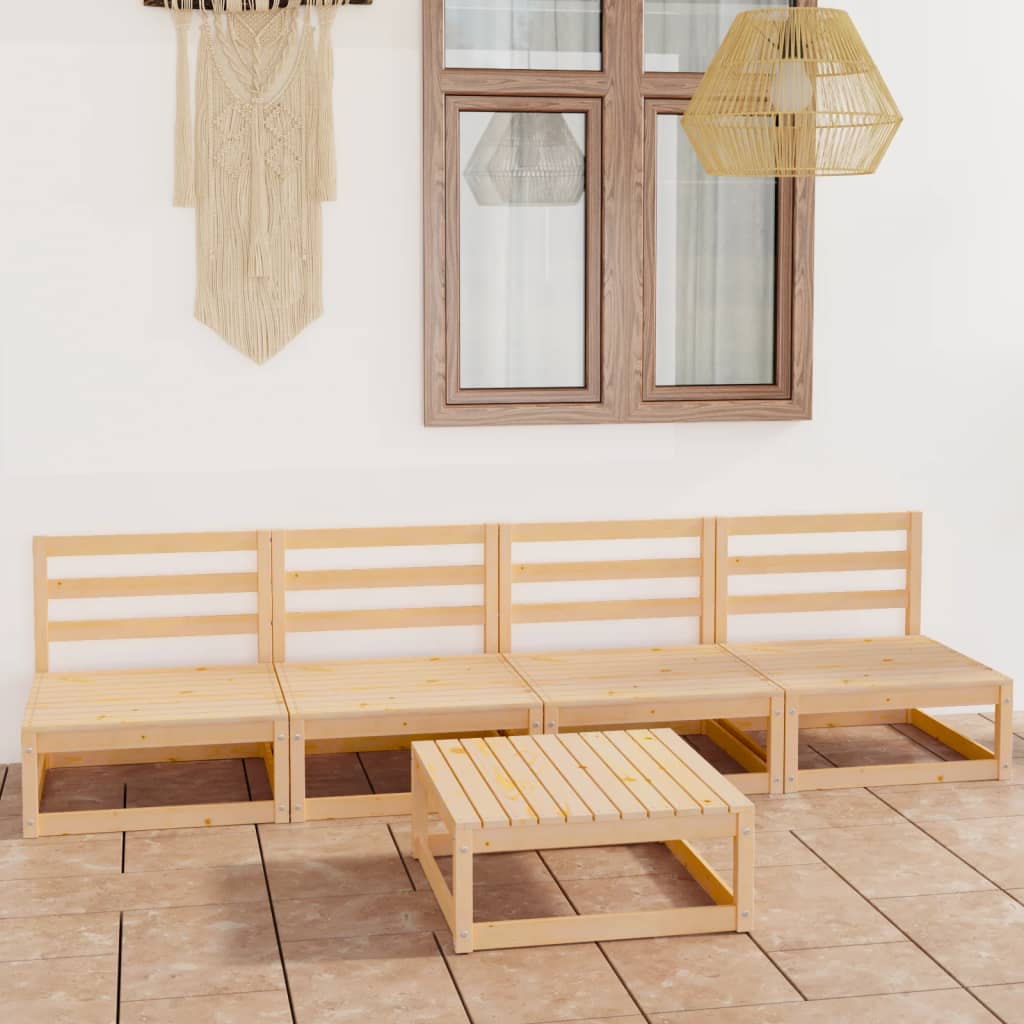 Set Divani da Giardino 5 pz in Legno Massello di Pino