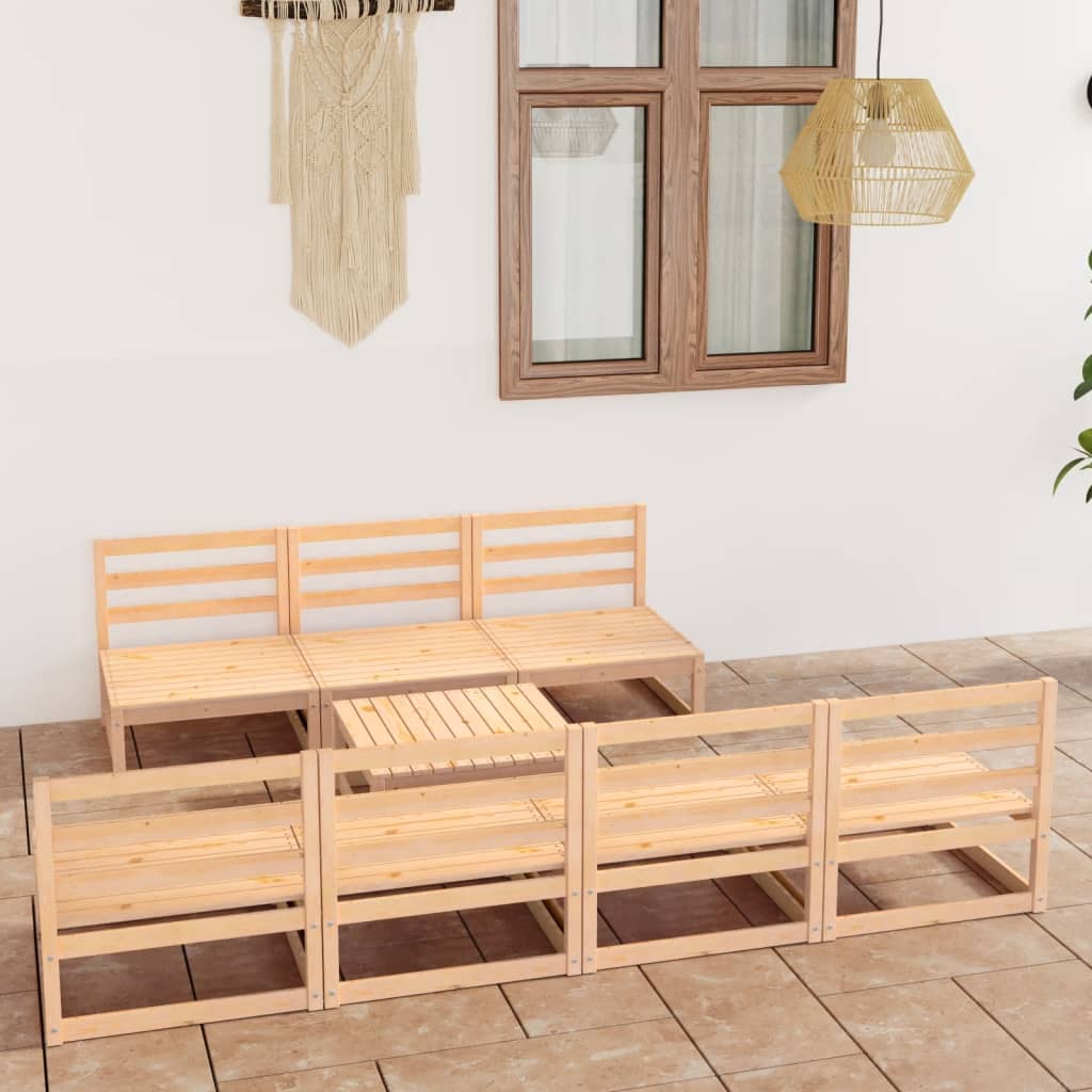 Set Divani da Giardino 8 pz in Legno Massello di Pino