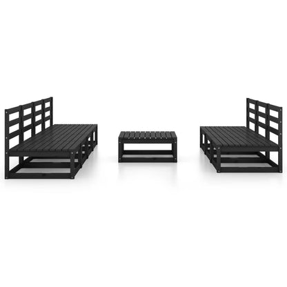 Set Divani da Giardino 8 pz Nero in Legno Massello di Pino
