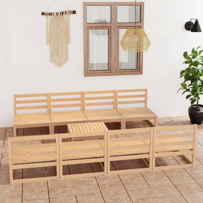 Set Divani da Giardino 9 pz in Legno Massello di Pino