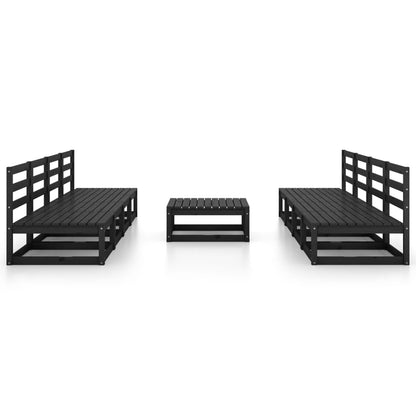 Set Divani da Giardino 9 pz Nero in Legno Massello di Pino