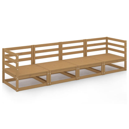 Divano da Giardino 4 Posti Marrone Ambra Legno Massello di Pino