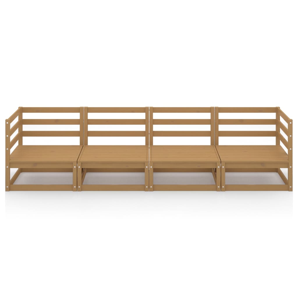 Divano da Giardino 4 Posti Marrone Ambra Legno Massello di Pino