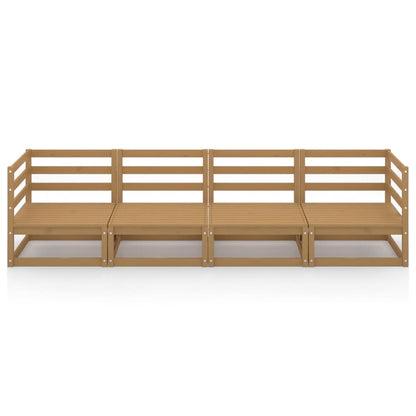 Divano da Giardino 4 Posti Marrone Ambra Legno Massello di Pino
