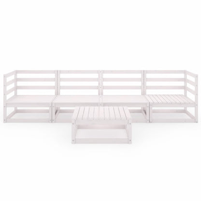 Set Divani da Giardino 5 pz Bianco in Legno Massello di Pino