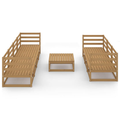Set Salotto da Giardino 8pz Marrone Ambra Legno Massello Pino