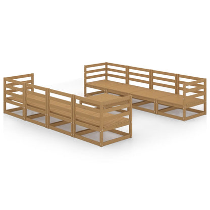 Set Salotto da Giardino 9pz Marrone Ambra Legno Massello Pino