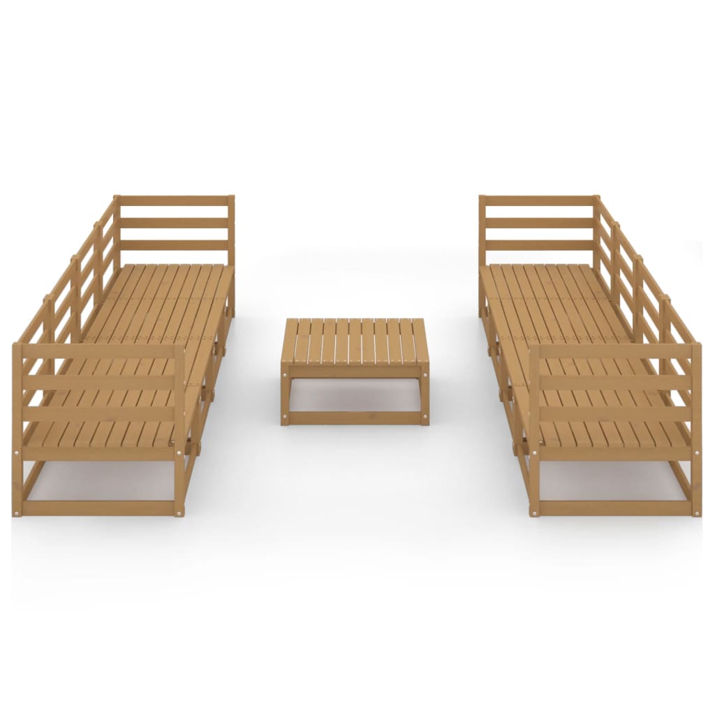 Set Salotto da Giardino 9pz Marrone Ambra Legno Massello Pino