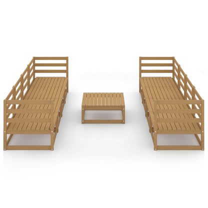 Set Salotto da Giardino 9pz Marrone Ambra Legno Massello Pino