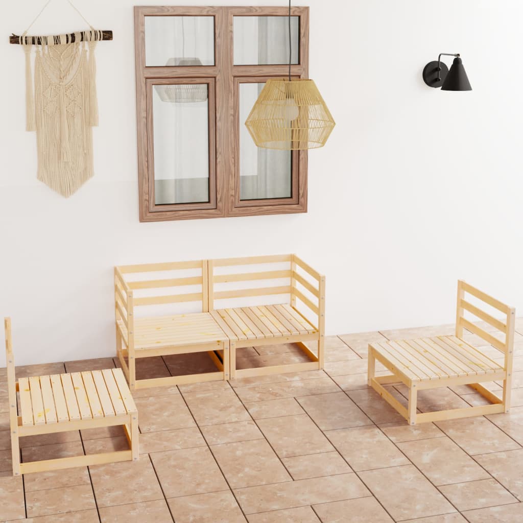Set Divani da Giardino 4 pz in Legno Massello di Pino