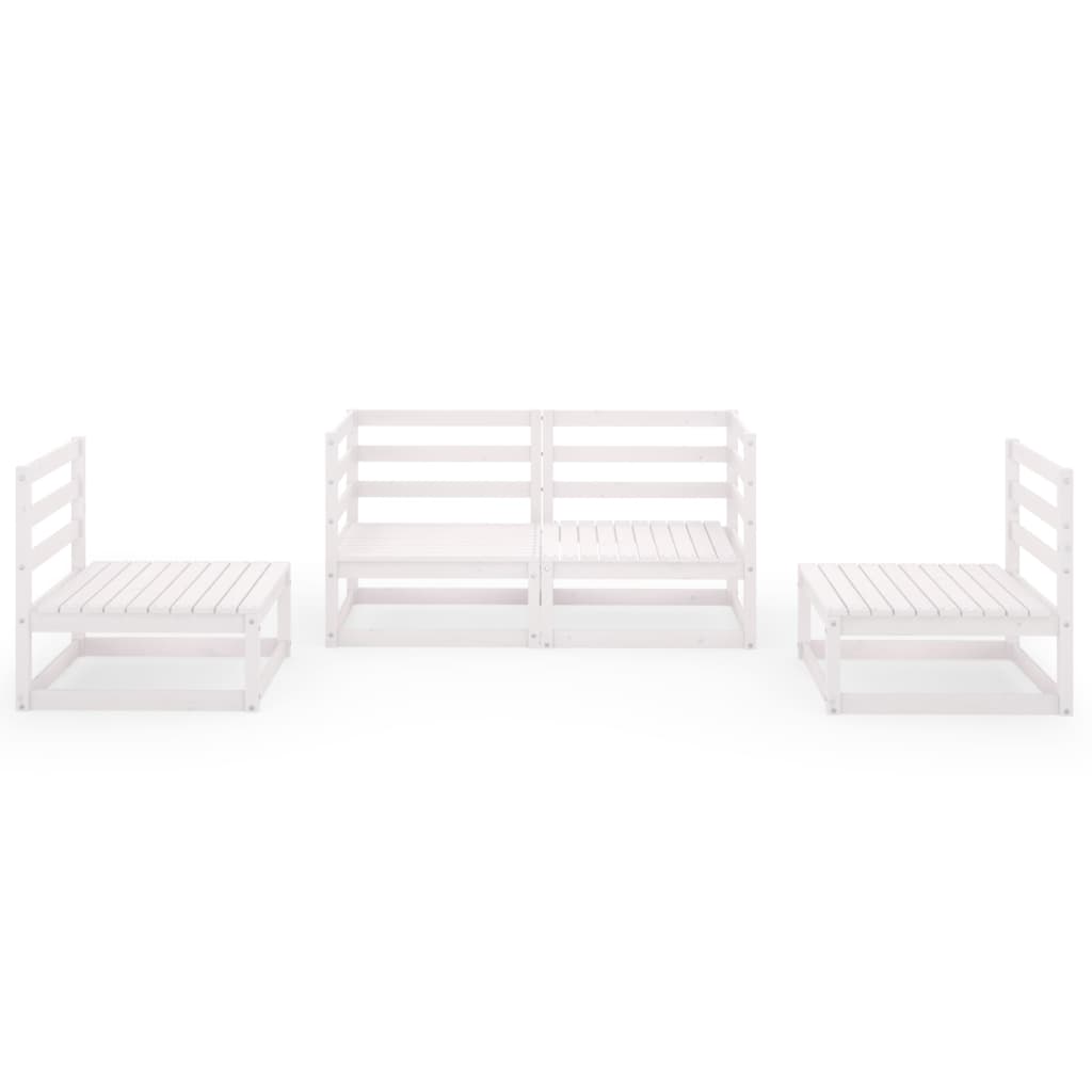 Set Divani da Giardino 4 pz Bianco in Legno Massello di Pino