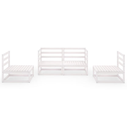 Set Divani da Giardino 4 pz Bianco in Legno Massello di Pino