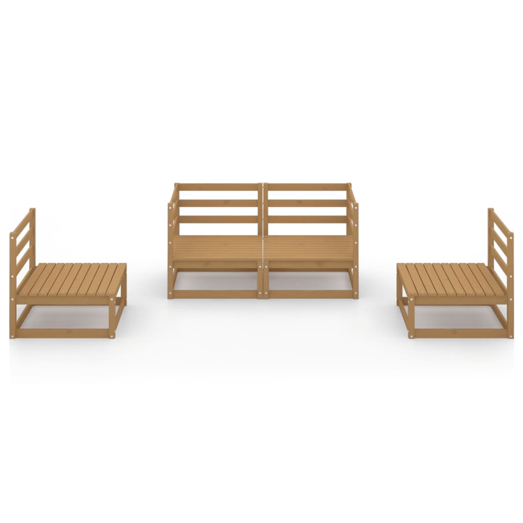 Set Salotto da Giardino 4pz Marrone Ambra Legno Massello Pino