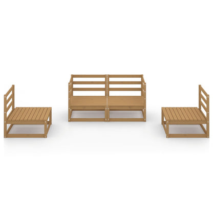 Set Salotto da Giardino 4pz Marrone Ambra Legno Massello Pino