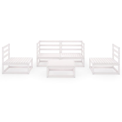 Set Divani da Giardino 5 pz Bianco in Legno Massello di Pino