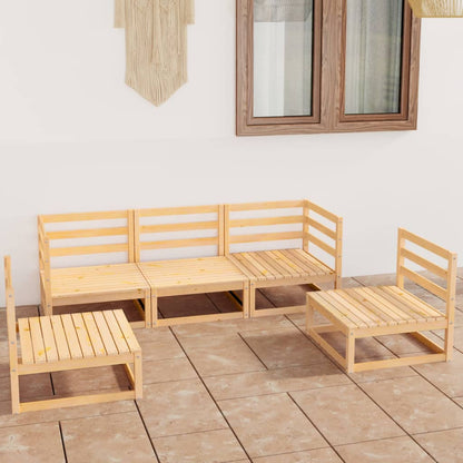 Set Divani da Giardino 5 pz in Legno Massello di Pino