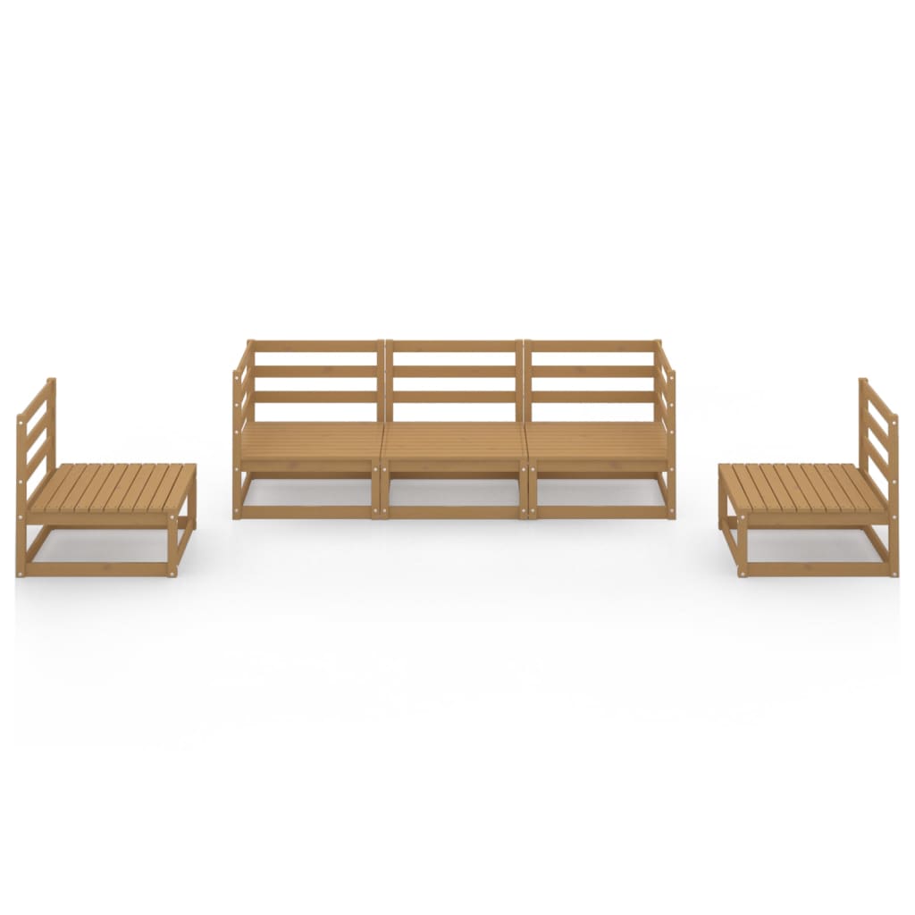 Set Salotto da Giardino 5pz Marrone Ambra Legno Massello Pino
