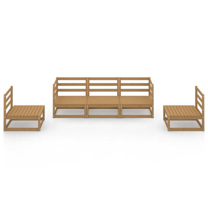 Set Salotto da Giardino 5pz Marrone Ambra Legno Massello Pino