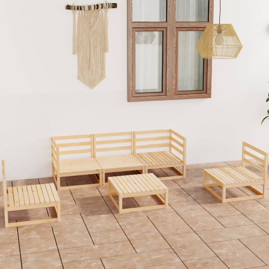 Set Divani da Giardino 6 pz in Legno Massello di Pino