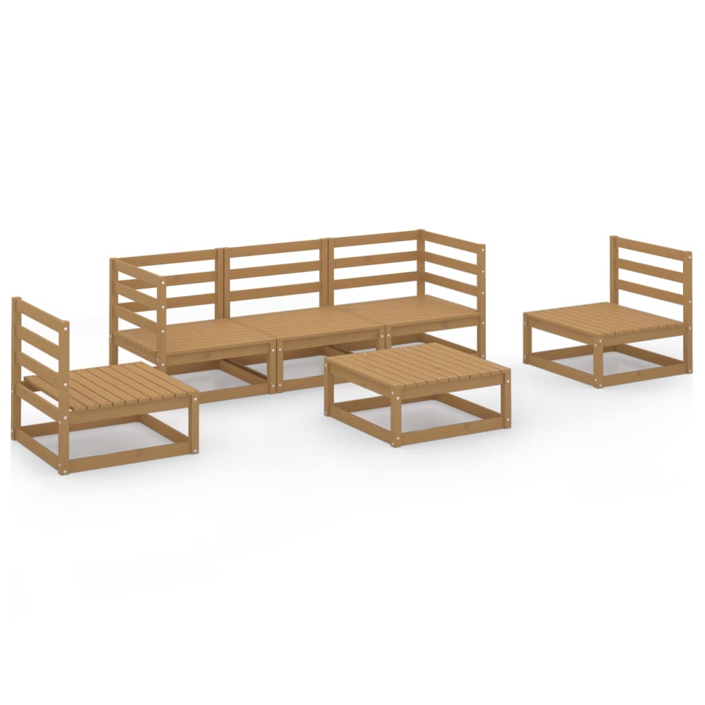 Set Salotto da Giardino 6pz Marrone Ambra Legno Massello Pino