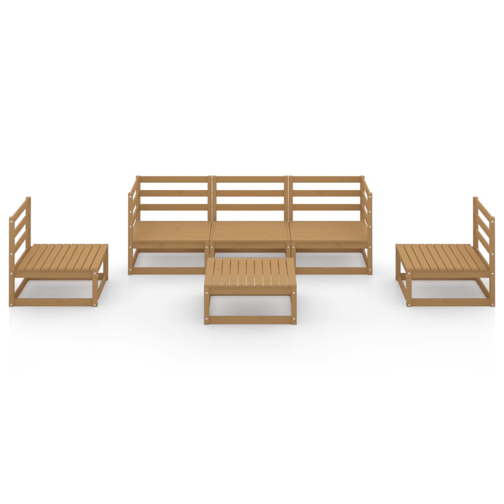 Set Salotto da Giardino 6pz Marrone Ambra Legno Massello Pino