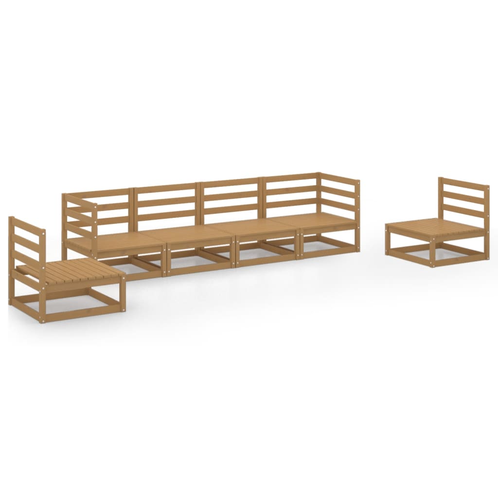 Set Salotto da Giardino 6pz Marrone Ambra Legno Massello Pino