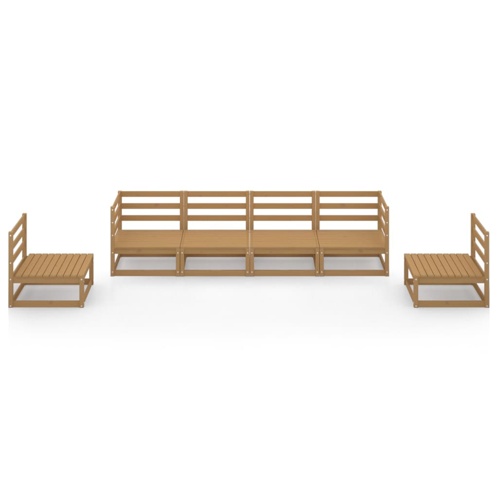 Set Salotto da Giardino 6pz Marrone Ambra Legno Massello Pino